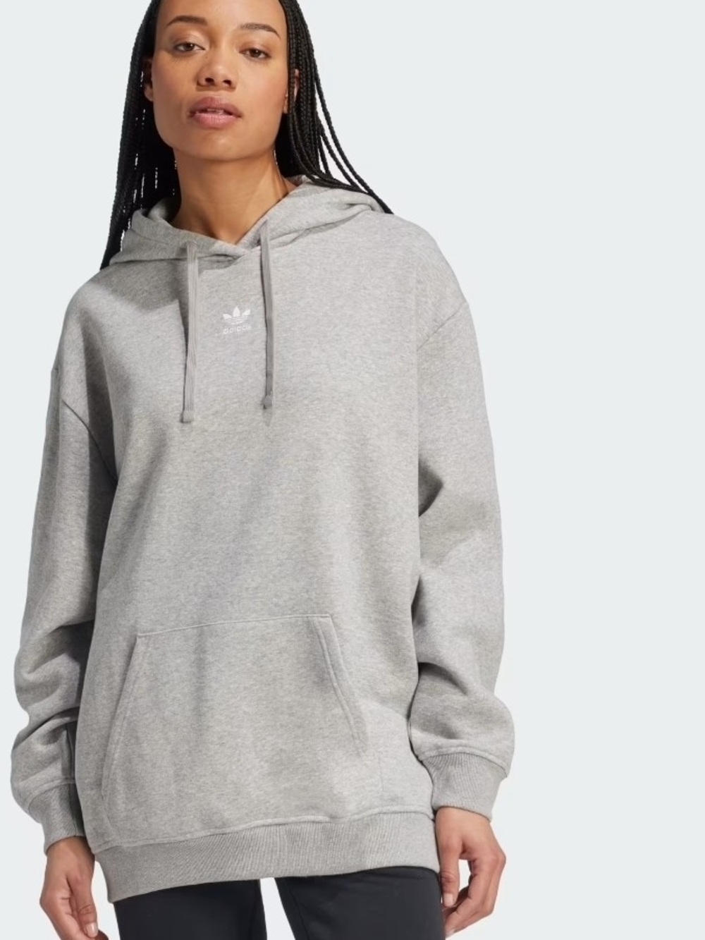 adidas Grey Trefoil Hoodie with Drawstring